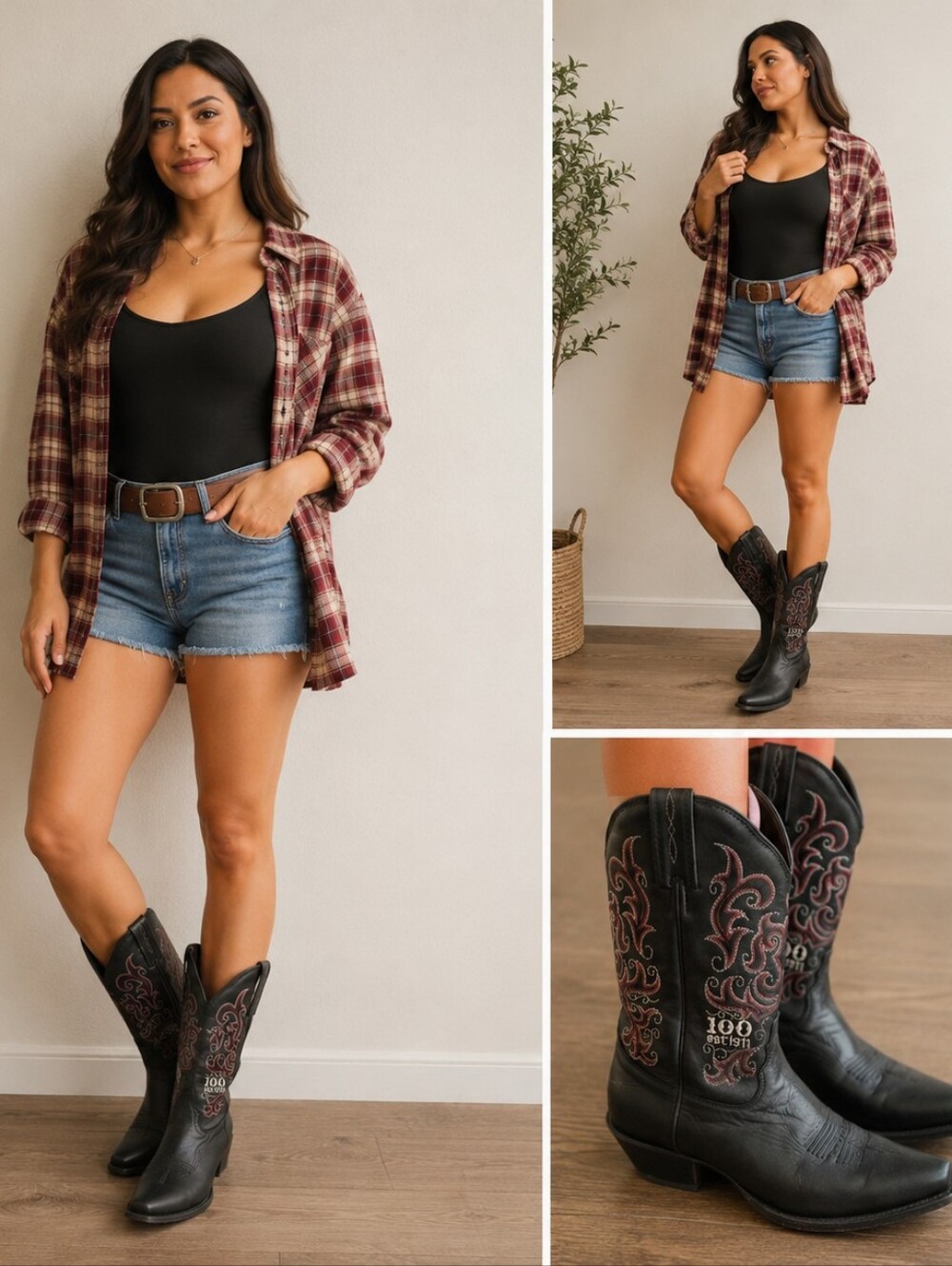 Tony Lama Black 100 Aniv. Women's Western Boots with Red Stitching